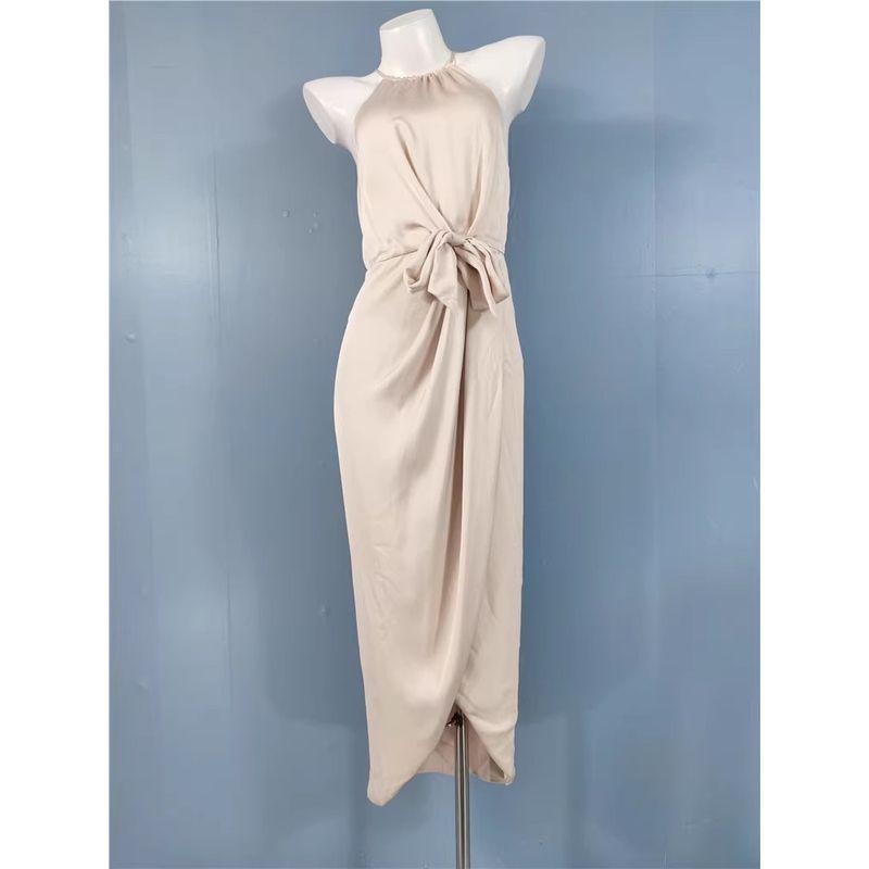 

Export Single SJ Home Sling Stylish Fashion Tie Fold Split Lady Simple Work Clothing Classy Summer Dress Pale pink 2XL