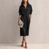 Rochie cămașă elegantă de toamnă, stil francez, cu rever, strânsă în talie, cu buzunare, croială slim, pentru navetă, pentru femei, modă crossbody europeană americană