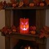 Battery Operated Spooky Candle Flameless Halloween with LED Light, Ghost Face Pumpkin Skull Design 3D Textured Safe Indoor Outdoor