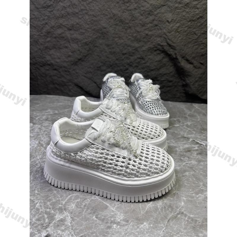 Fashion Women's Shoes 2025 Summer New Height Increasing Mesh Breathable Platform Shoes Lightweight Lace Up Bow-knot Casual Shoes