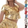 Women's Sexy Slim-Fit Short Sleeve Round Neck Stage Performance Blouse