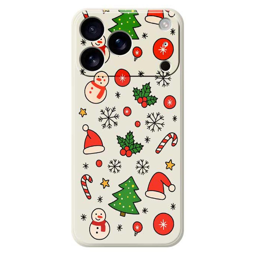 For iPhone 17 Pro Case Christmas Elements Pattern Printing Straight Edge TPU Phone Back Cover