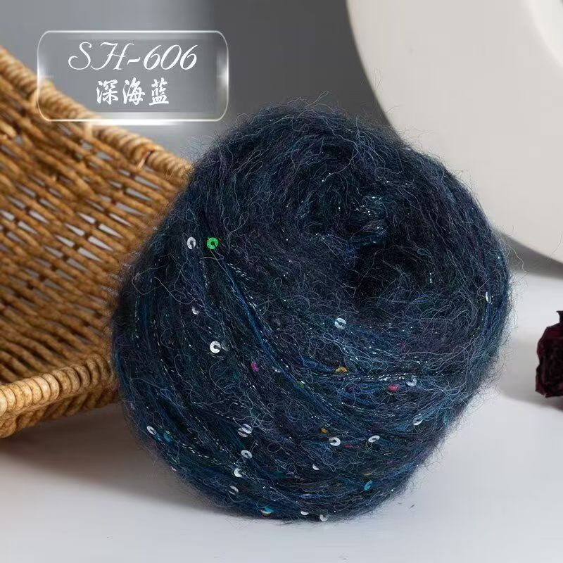 50g Big Sequins, Mohair Wool, Super Soft Yarn, Hat, Sweater, Scarf, Hand Woven DIY Shawl, Wand, Needle DIY Knitting&Crocheting