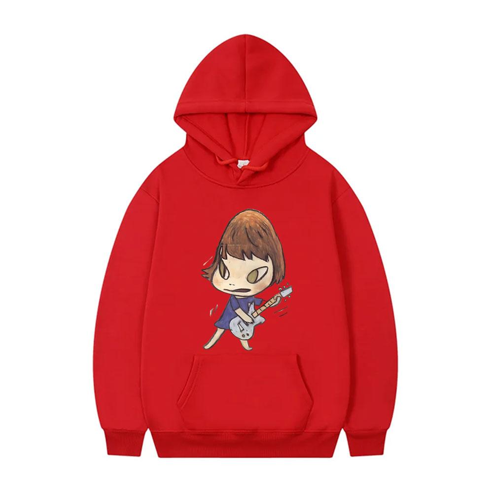 Yoshitomo Nara Rocker Guitar Graphic Hoodie Men Women Funny Cartoon Oversized Sweatshirt Long Sleeve Hoodies