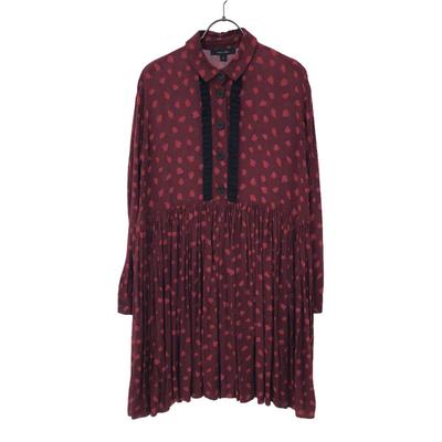 Blumenmuster Langarm Knielanges Kleid 2 Rote Serie Damen Gebraucht