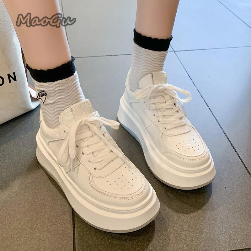 Thick Bottom Women's Casual Shoes Girls Students Daily Footwear Lace Up White Shoes Zapatillas De Mujer Size35-40 Tenis De Mujer