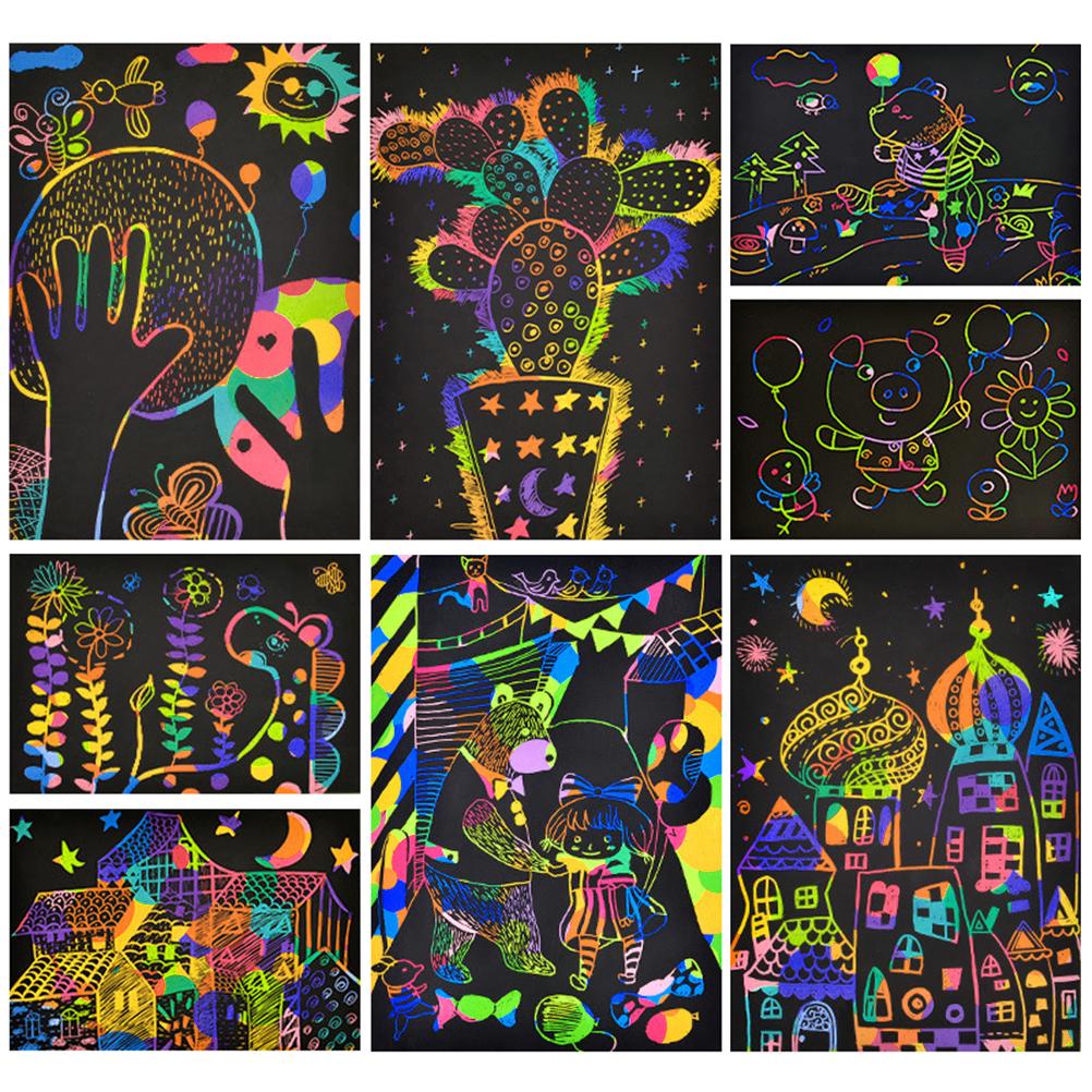Colorful Scratch Sheet Easy  Lightweight  Scratch Paper Set Environment Friendly for Festival Decoration