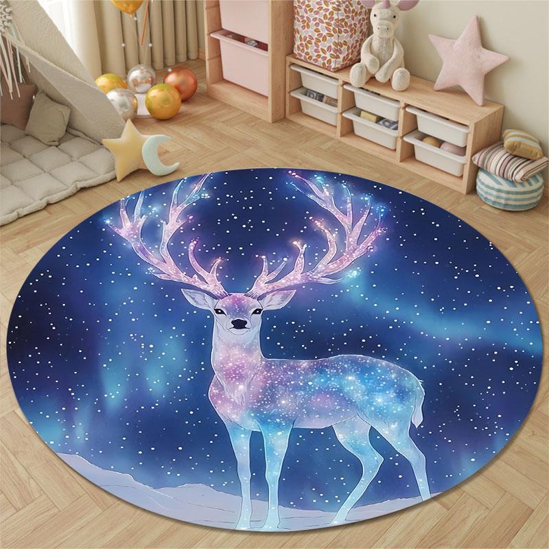 Glam Round Halloween Multicolor Rug Pad, Non-Slip Floor Mat for Bathroom