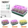 60 Zellen Anzuchtschale mit 144 LED Wachstumslampe Einstellbarer Timer 3 Lichtmodi Indoor Pflanzenzuchtset für Sämlinge EU-Stecker
