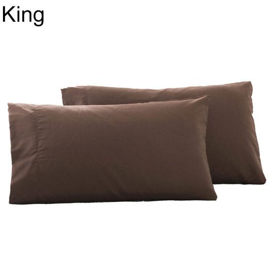 2Pcs Solid Color King Queen Pillow Case Home Bedroom Bed Cushion Cover