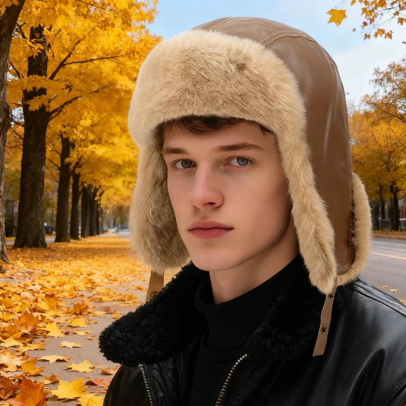Herfst en Winter Winddicht Oorwarmend Fleece Gevoerd Verdikt Vliegersmuts Retro Lei Feng Muts Unisex