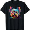 Buntes Pop-Art Yorkshire Terrier Porträt T-Shirt