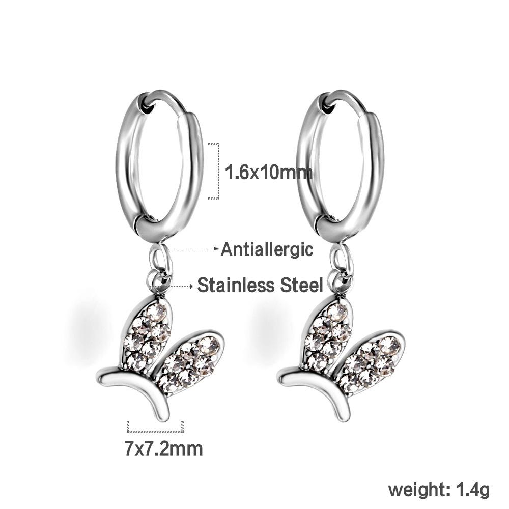 Spiral Planet Earrings Design Mushroom U-Shaped Fishtail with White Diamond Ear Buckle Stainless Steel Earrings