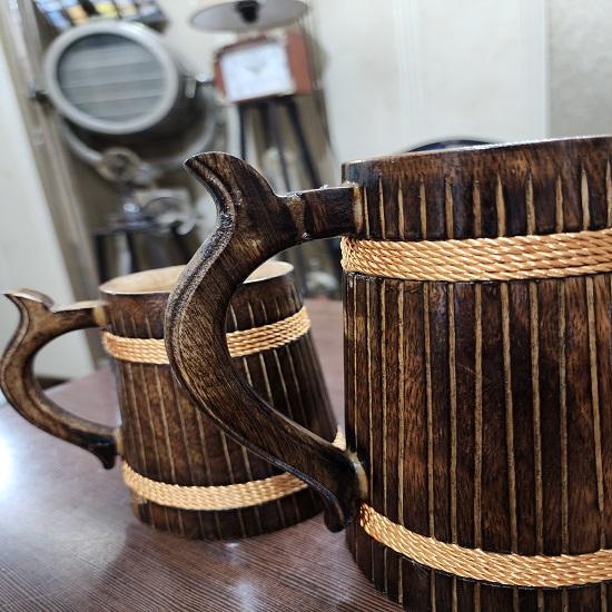 Beautiful Designer Stylist Drinking Wood Beer Mug Set of 2