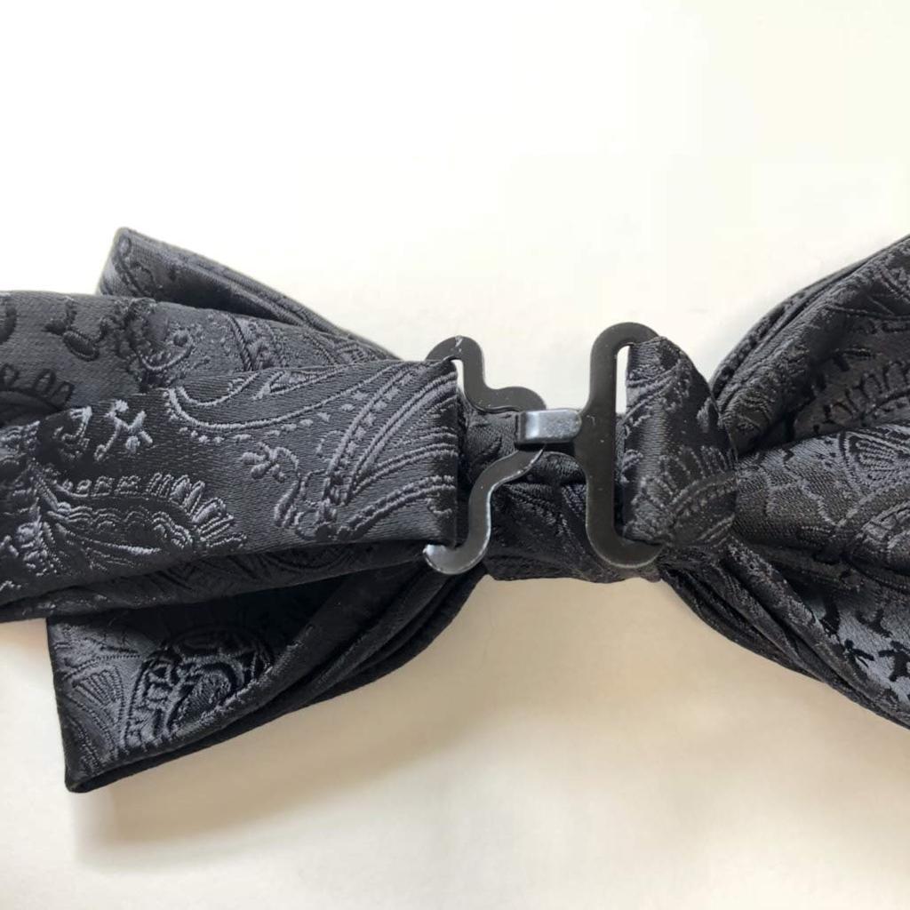 Poldeaux Paisley [Bow Tie & Pocket Square] 2-Piece Set for Men, One-Touch, CasualFormal, Red