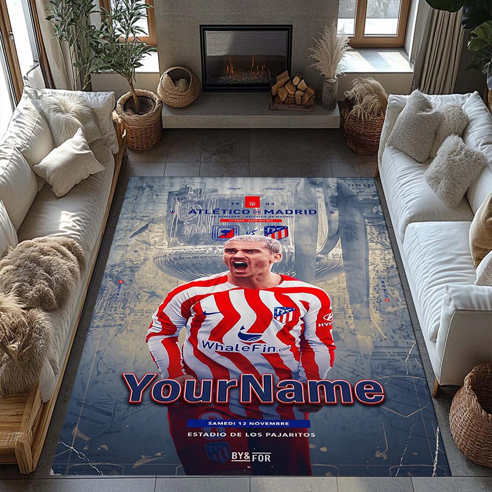 Atletico Madrid Personalized Text Carpet Design for Dining Room Hallway Outdoor Playrooms Antislip Carpet Anime Office Decor Best for Christmas