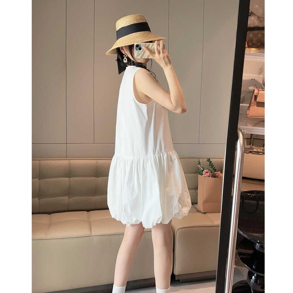 Korean White Sleeveless Vest Dress Women's Summer Gentle Wind Temperament Skirt Small Loose Bud Short Skirt
