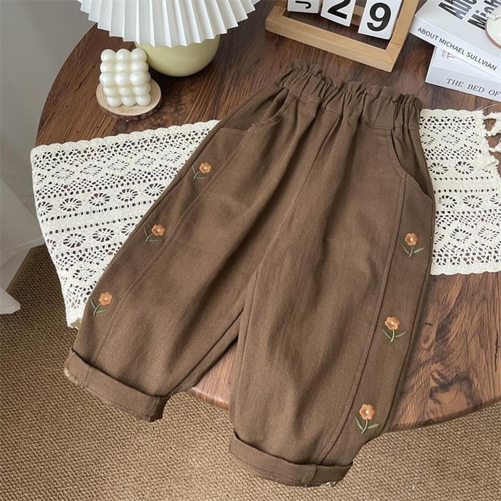 Girls' Casual Pants, Children's Embroidered Pencil Pants