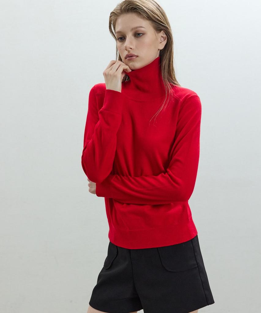 Dito Basic Thin Turtleneck [Red]
