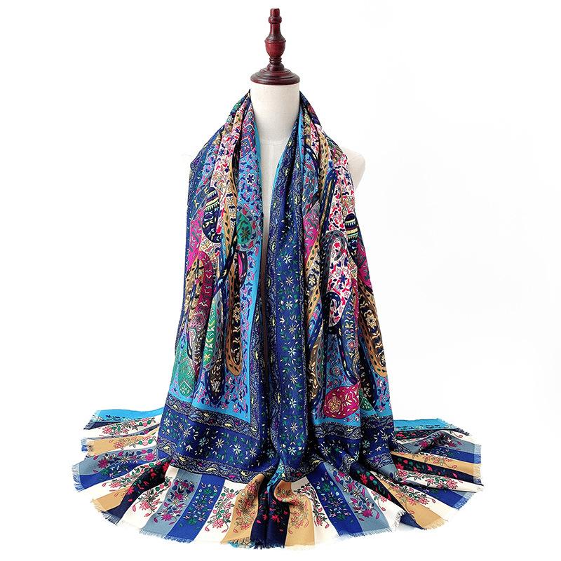 Bohe Style Cashew Floral Print Women'S Shawl Scarf Breathable Thin Travel Beach Scarves Ethnic Shawls Vintage Bandana Stoles