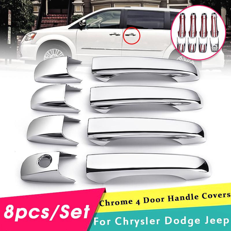 8PCS Carbon fiber Side Door Handle Cover Trim For Jeep Grand Cherokee 2014-2018