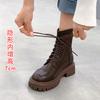 Leather Versatile Boots Women's Platform Short Boots New Lace-up Fashion Boots British Martin Boots Small Thin Boots
