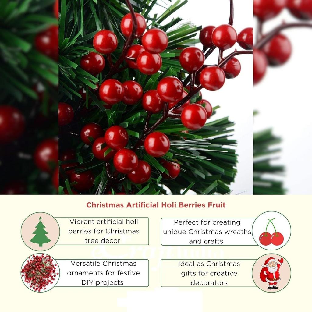 Weihnachten Künstliche Stechpalmenbeeren Frucht für Weihnachtsbaumschmuck Blumengirlande DIY Weihnachtsbasteln  (Packung mit 100)