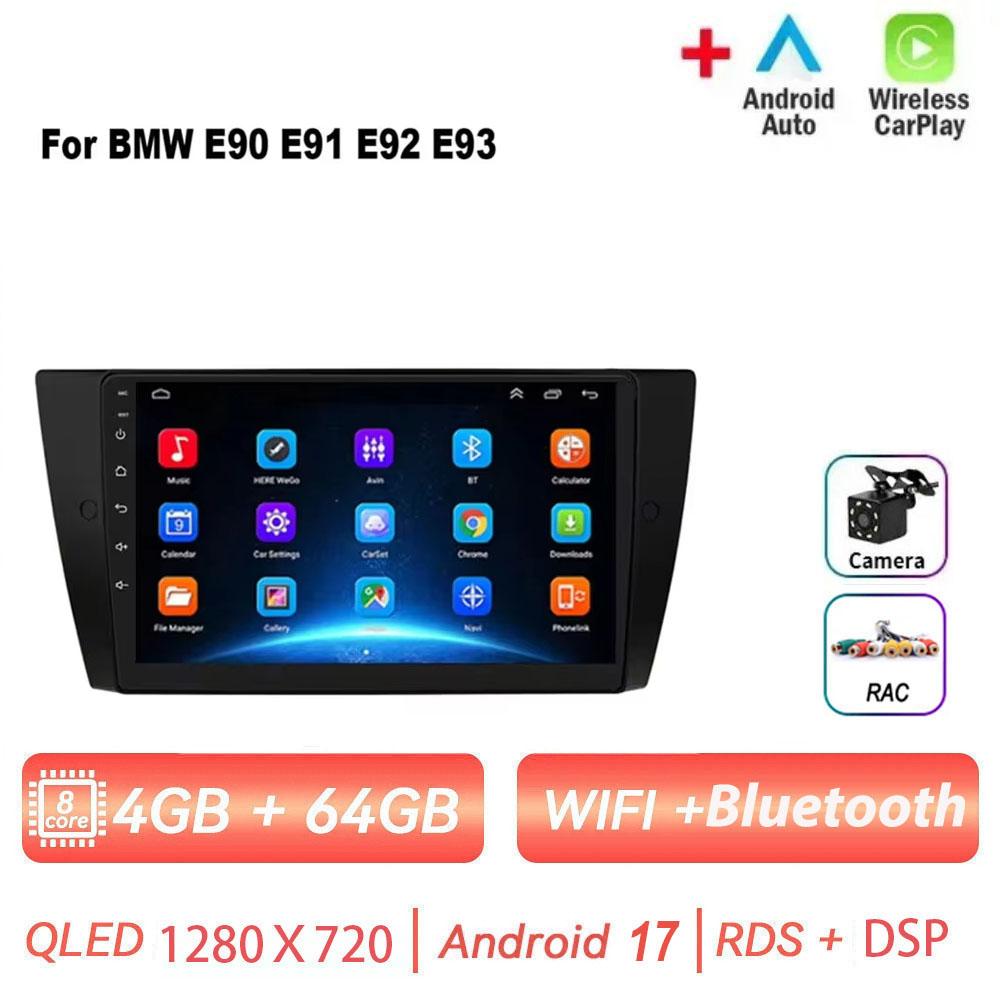Autoradio multimédia Android 17 pour BMW E90 E91 E92 E93 Série 3, Navigation GPS, Stéréo Audio, Unité centrale 1 Din 2DIN sans lecteur DVD