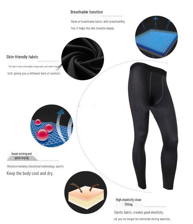 Pánské rychleschnoucí kompresní kalhoty: Vysoká elasticita pro basketbal a běh - Podzimní sportovní a volnočasové oblečení