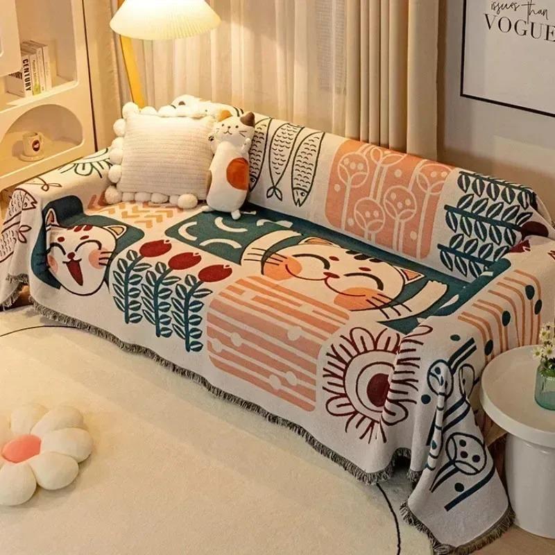 Sofa Cover Throw Blanket Plaid Blanekets For Nordic Ins Wind Summer Universal Beds Sofa Bed Decorative Boho Picnic With Tassel