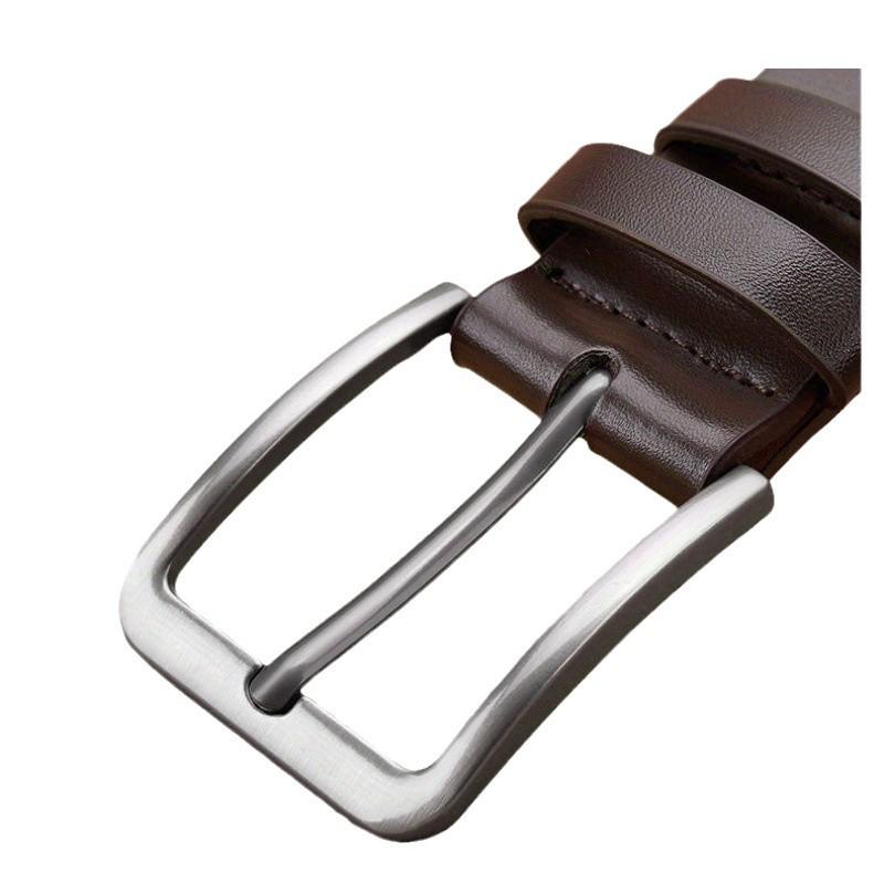 Cintura da uomo versatile in ecopelle con fibbia ad ardiglione in lega per jeans