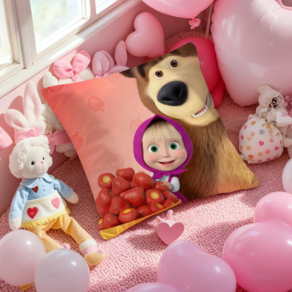 Cartoon M-Masha und die B-Bären Kissenbezug Muster Gedruckter Kissenbezug für Wohnzimmer Sofa Kissenbezug & Schlafzimmer Dekoration