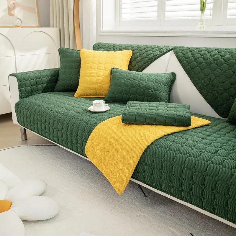 Thicke Sofa Cover Non-slip Couch Cover Cushion Slipcover for Living Room Universal for All Seasons Corduroy Home Protector Cover