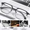 Double Beam Square Frame Presbyopia Glasses Fashionable Metal Half Frame Reading Glasses for Men Anti Blue Light Eyewear