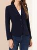 Allegra K Women's Navy Blue Suit Blazer, Stretch, for Business, Commuting, and Office Use, Size XS