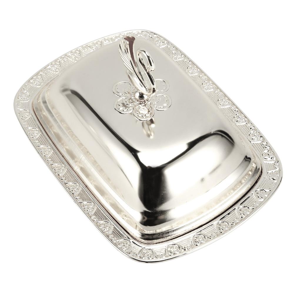Silver Finish Covered Serving Dish European Style Candy Bowl Stylish Fruit Dish For Candies