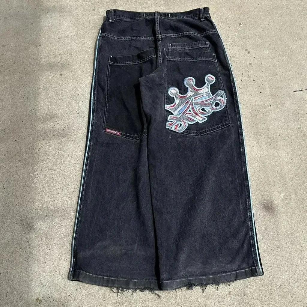 JNCO Jeans Vintage Hip Hop Loose Jeans Men's Gothic High Waist Wide Legs Pants Streetwear