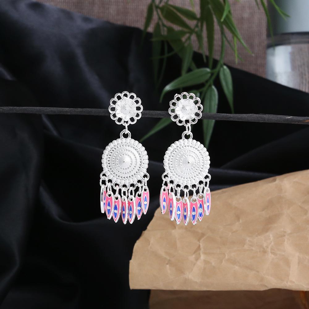 Miao Silver Tassel Earrings: Ethnic Style, Fashionable Exaggeration, Light Luxury Design
