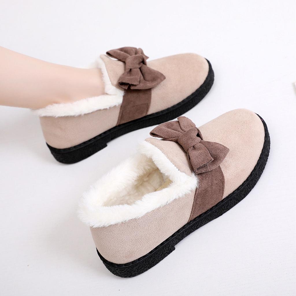 Winter new old north cotton shoes women's velvet thickened warm mother shoes short bow one pedal snow boots