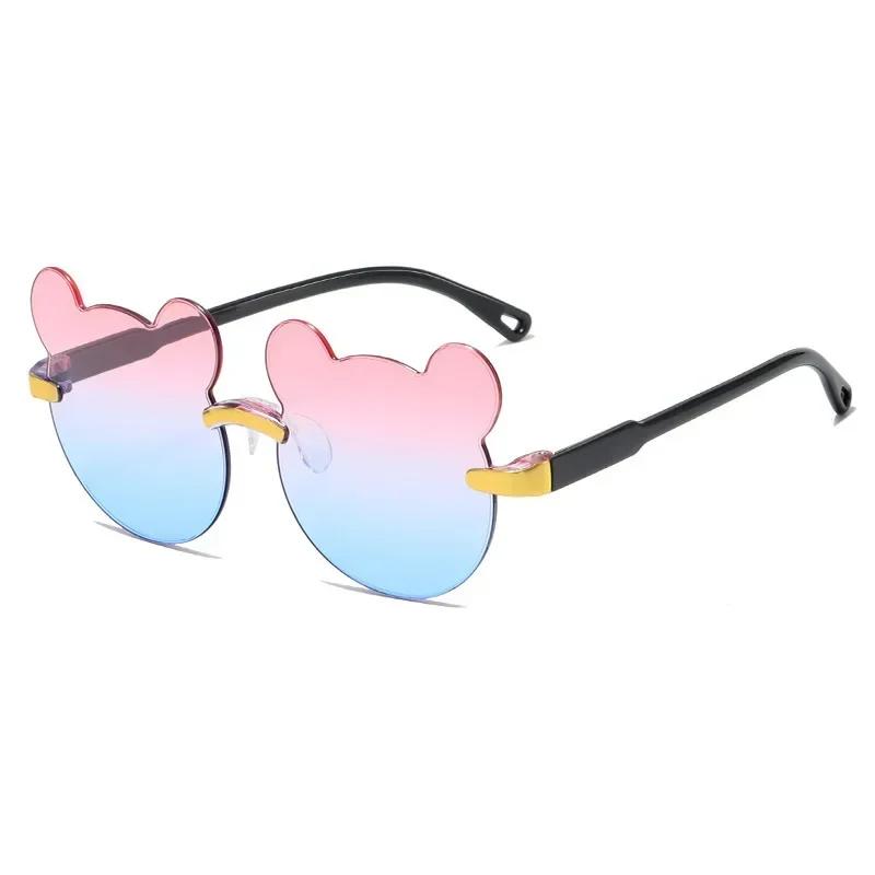 New Outdoor Travel Skiing Sunglasses Cartoon Bear Sunglassess for Boy Girl Children Rimless Casual Sunglasses UV400