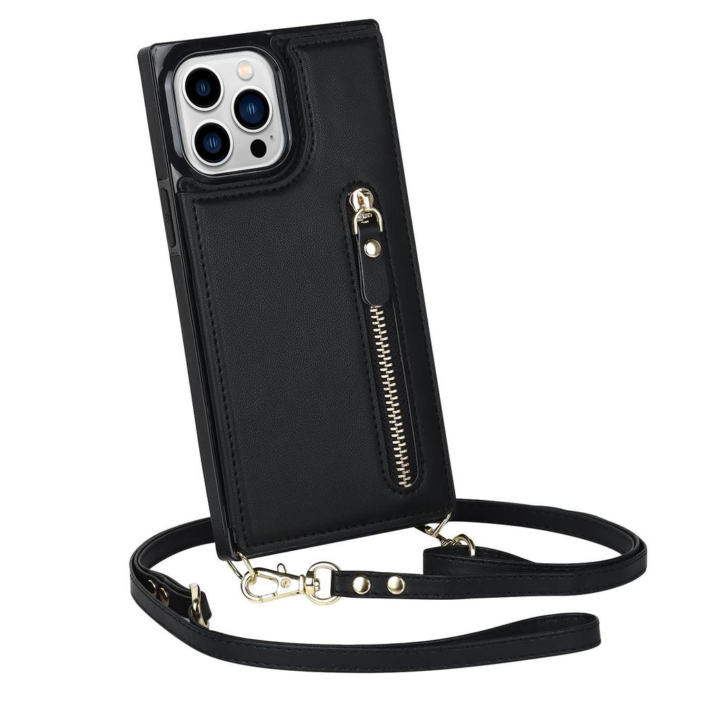 RFID zip peněženka šňůrka na krk karty Solt kožené pouzdro pro iPhone 15 14 Pro Max 13 12 Mini 11 X XR XS 7 8 Plus popruh crossbody kryt