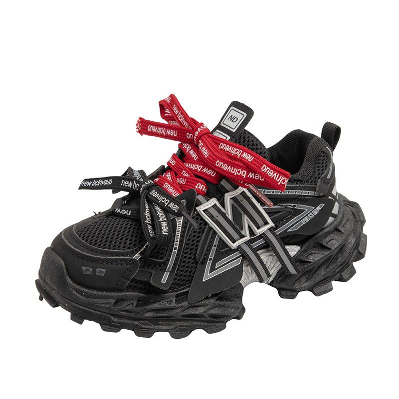 

Девочки сетчатые кроссовки 2025 новая осень детские дышащие повседневные туфли на шинной подошве детские папины кроссовки тренд 32-37 yards, 6 pairs in one hand чёрный