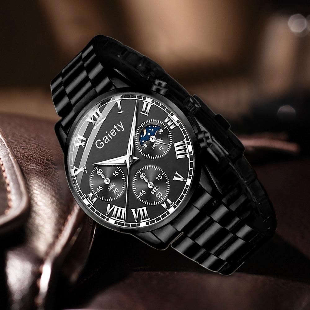Men's Watch Casual Business Glass Quartz Watch Three-eye Calendar Fully Automatic Movement Watch Watch Large Dial Luminous