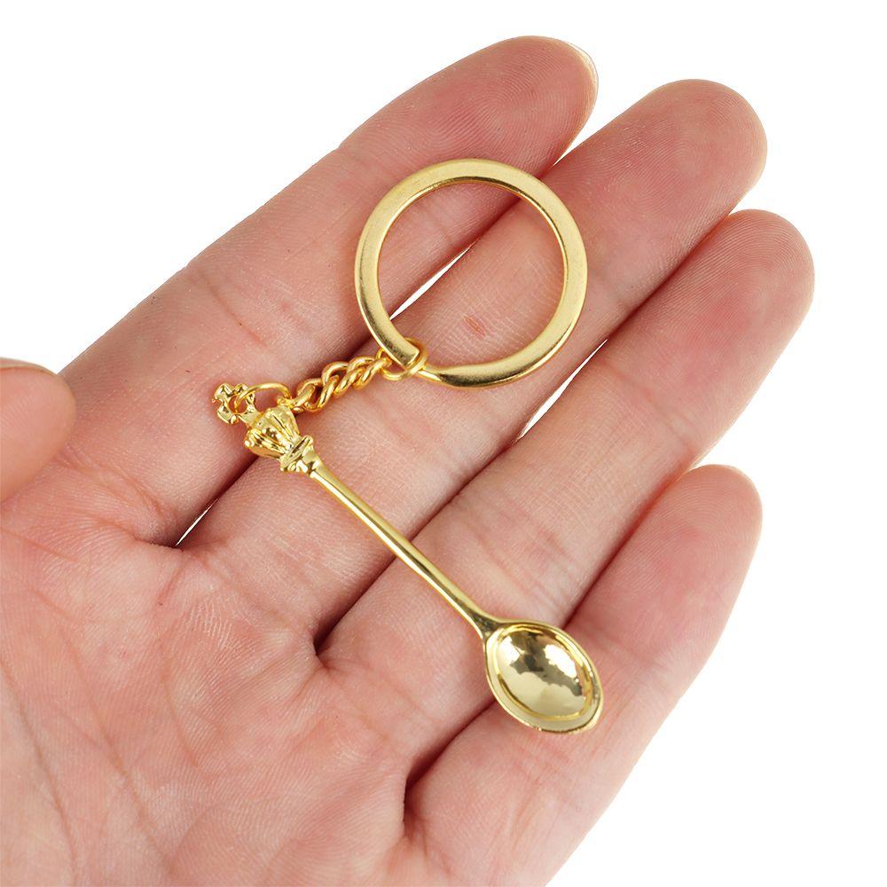 Glitter for Filling Vials with Salts Mini Crown Necklace Key Ring Spoon Keychain Teaspoon Pendant