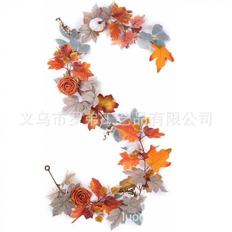 Harvest Wreath With Pumpkins Berries Vine Circle Halloween Thanksgiving Door Decor