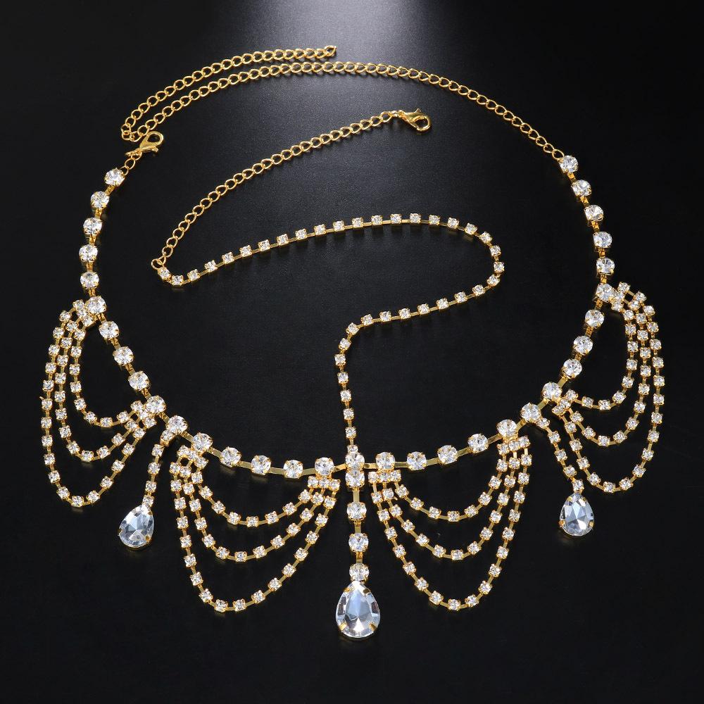 Vintage Trend Rhinestone Head Chain Forehead Headband Indian African Bohemian Hair Accesories Crystal Fringe Tiara Headdress