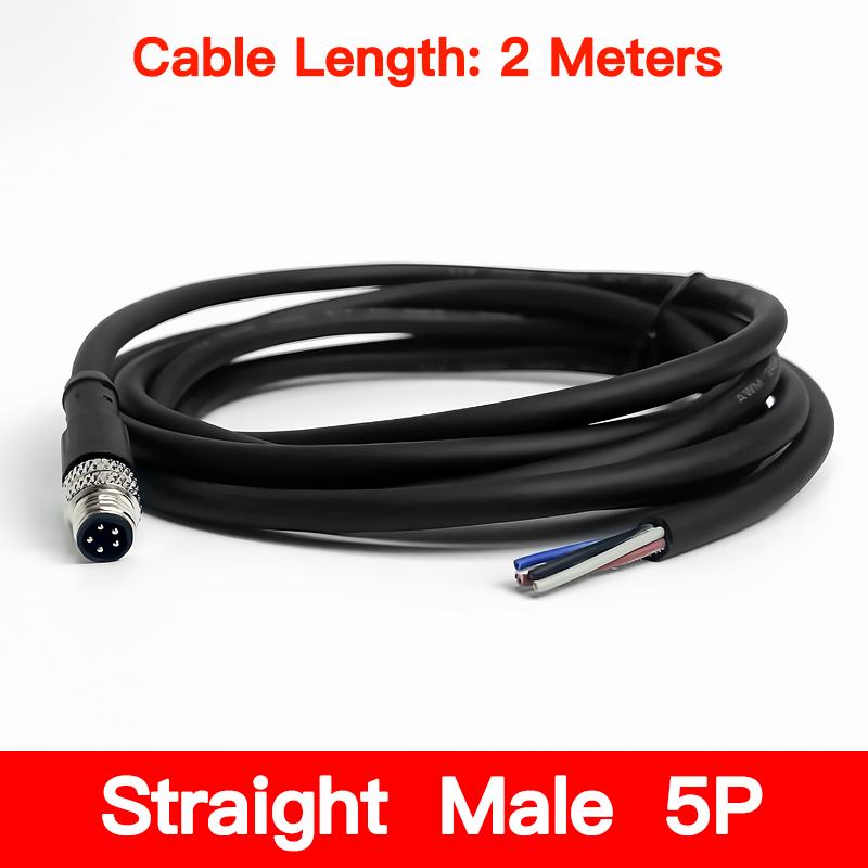 2Meters M8 Sensor Connector Male & Female, 3/4/5/6/8 Pin Waterproof Cable Plug, Integrated Injection Molding for Industrial Use