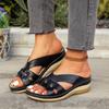 Fashion Vintage Flower Hollow Out Sandals Women Summer 2025 Comfortable Soft Sole Wedge Heels Slides Woman Plus Size 43 Slippers Mujer
