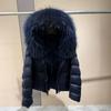 Winter natural real raccoon fur collar thickened warm short coat women's versatile goose down jacket new