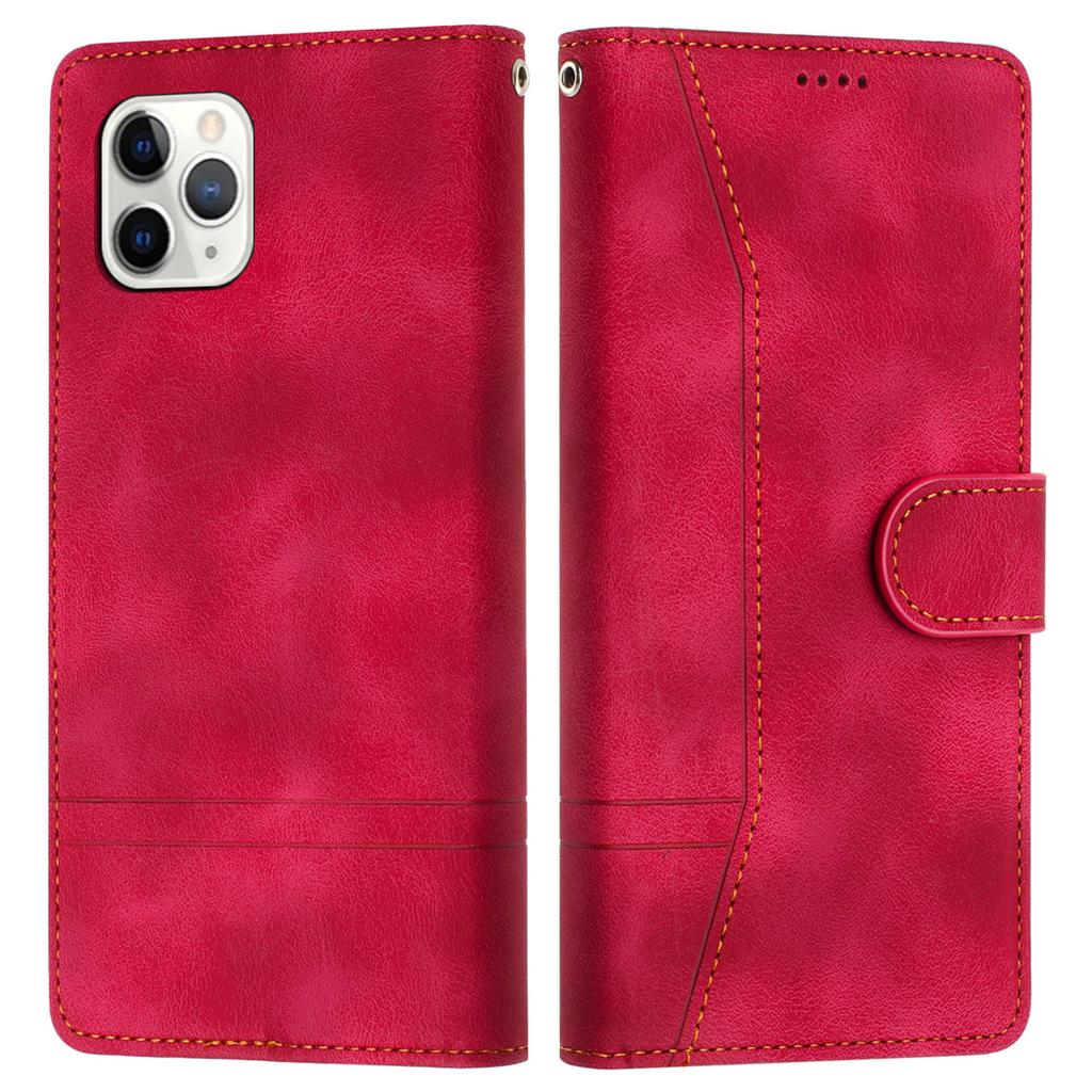 L002 Retro Leather Phone Case for iPhone 11 Pro Lines Imprinted Stand Wallet Anti-fall Cover